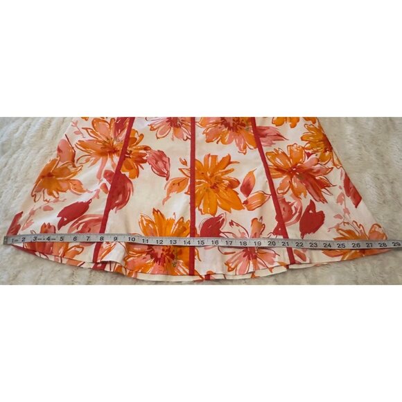 Apt. 9 Brand Orange Red Floral Flare Mid-Rise Skirt Knee Length Women's Size 12 - Picture 9 of 13